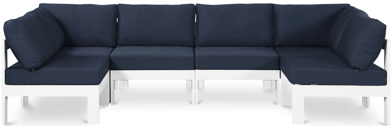 Nizuc - Outdoor Patio 6 Piece Modular Sectional With White Frame