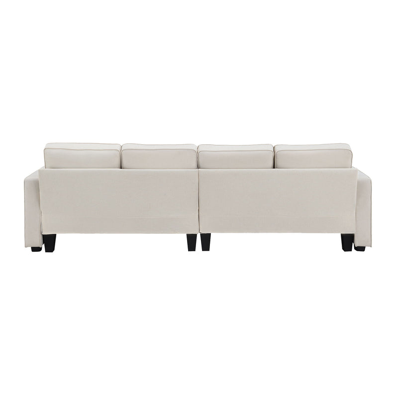 4 Seater Modern Linen Sofa With Armrest Pockets And 4 Pillows, Minimalist Style Couch For Living Room - Urban Living Furniture (Los Angeles, CA)