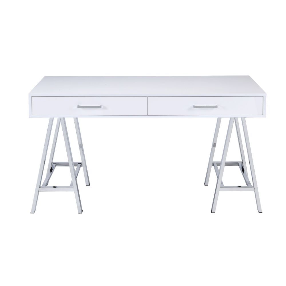 Coleen - Desk - White High Gloss & Chrome - Urban Living Furniture (Los Angeles, CA)
