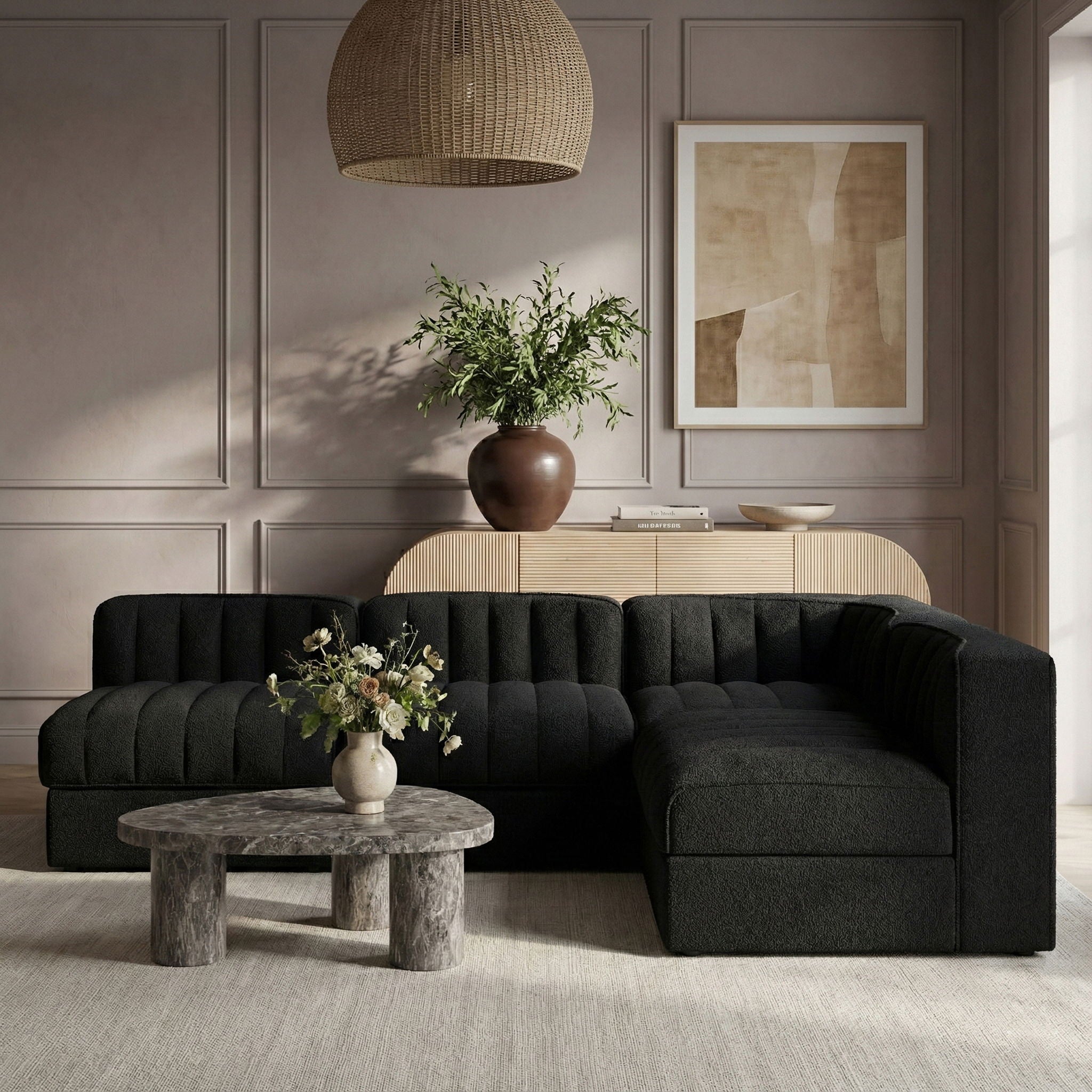 Rummi - Armless Velvet Performance Fabric Upholstered 4 Piece Modular Sectional - Urban Living Furniture (Los Angeles, CA)
