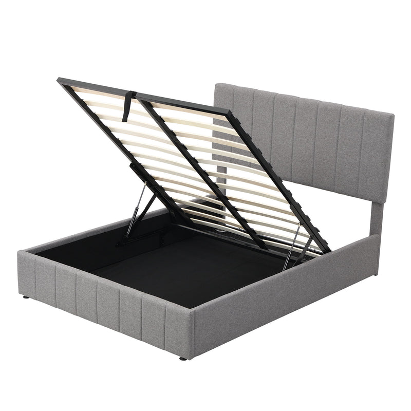 Elegant Upholstered Platform Bed With Hydraulic Storage System