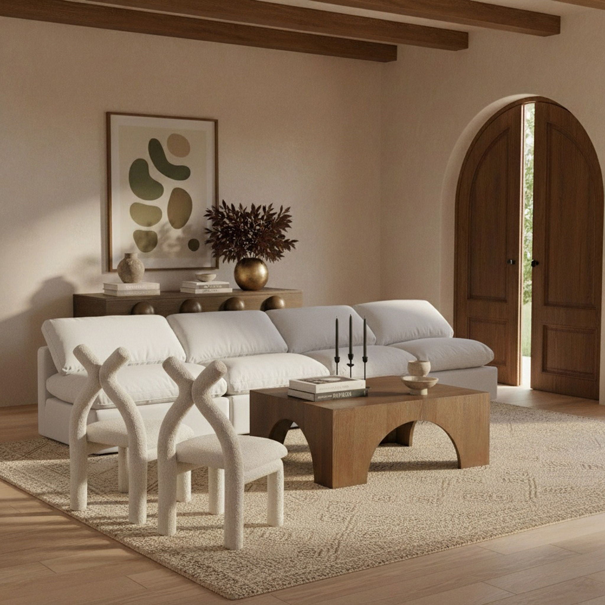 Indulge - Linen 4 Piece Modular Armless Sofa - White - Urban Living Furniture (Los Angeles, CA)