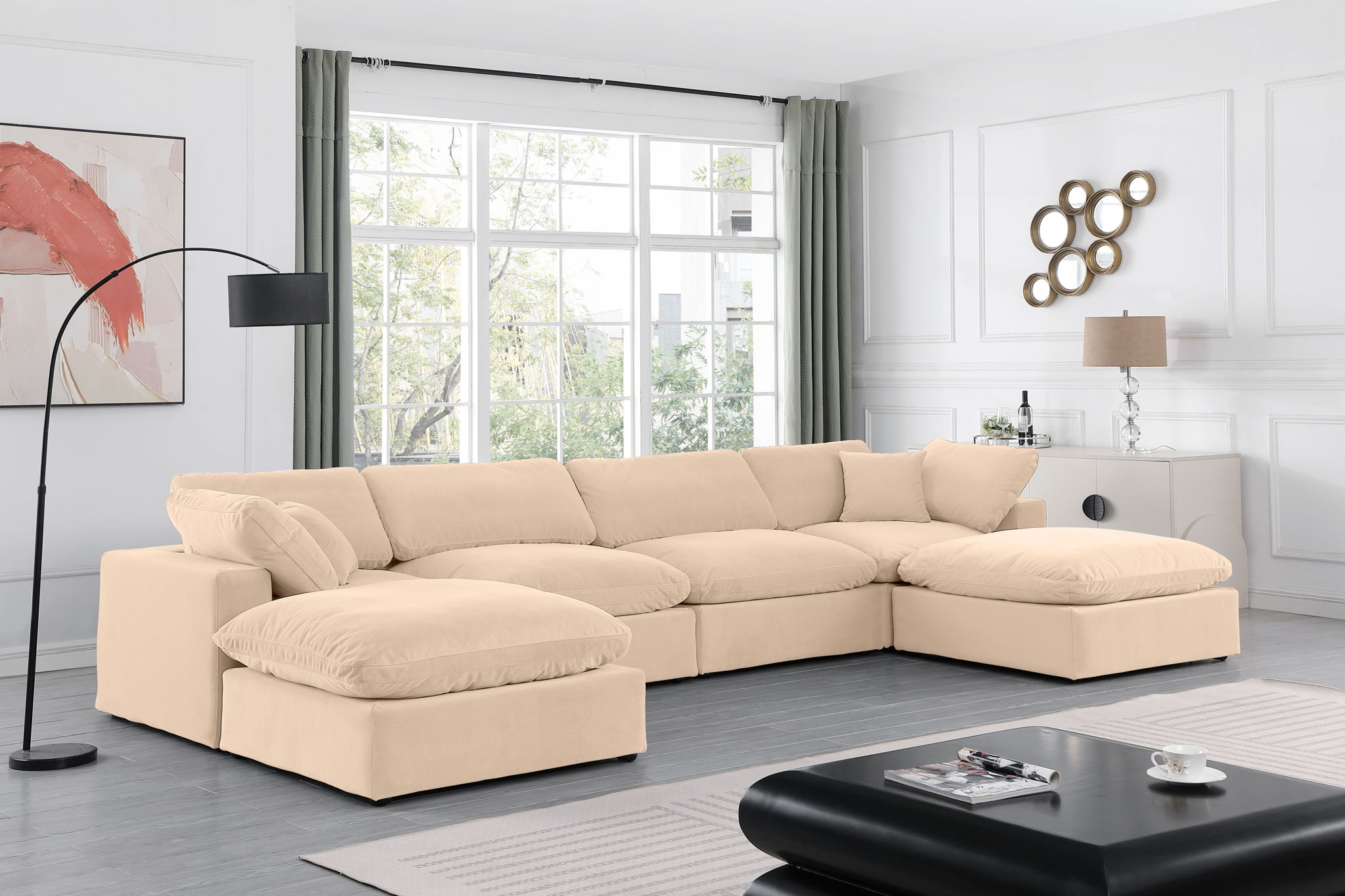 Comfy - 6 Piece Velvet Modular Double Chaise Sectional - Urban Living Furniture (Los Angeles, CA)