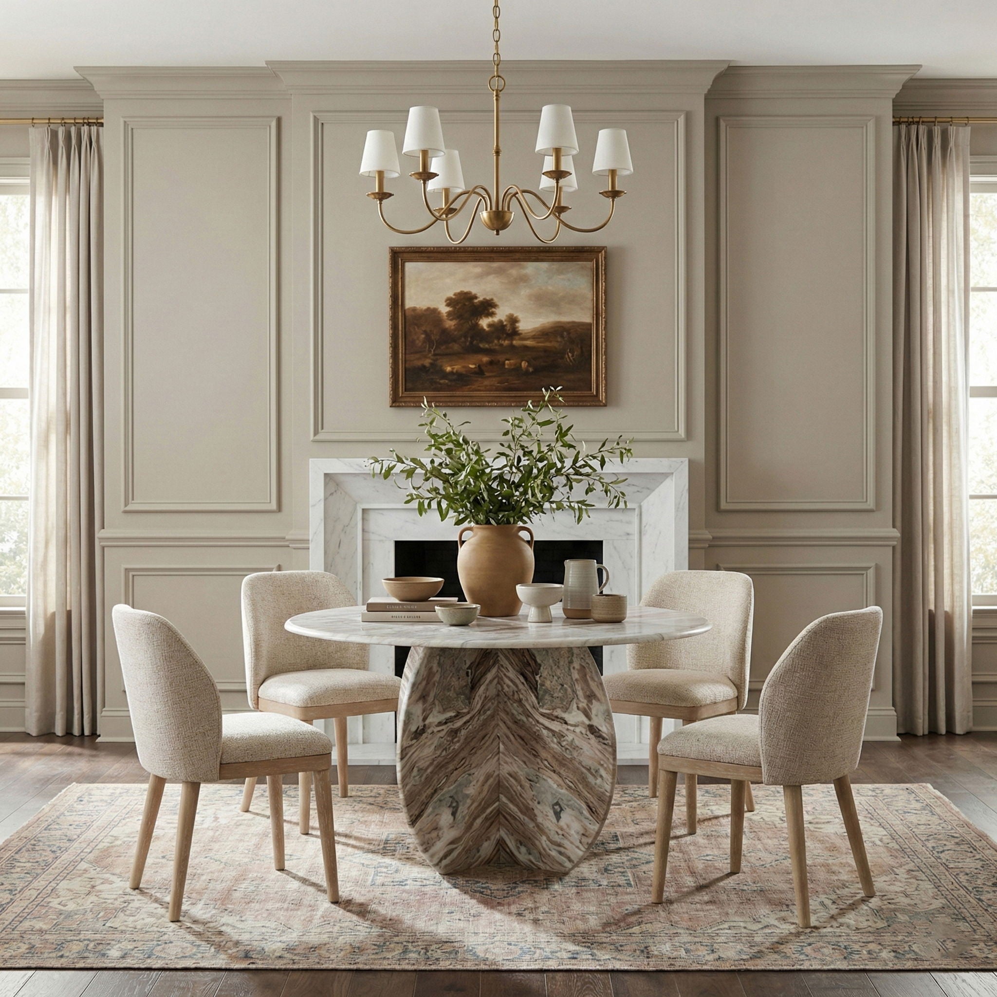 Valeo - Linen Textured Fabric Upholstered Dining Chair (Set of 2) - Painted Natural Base - Urban Living Furniture (Los Angeles, CA)