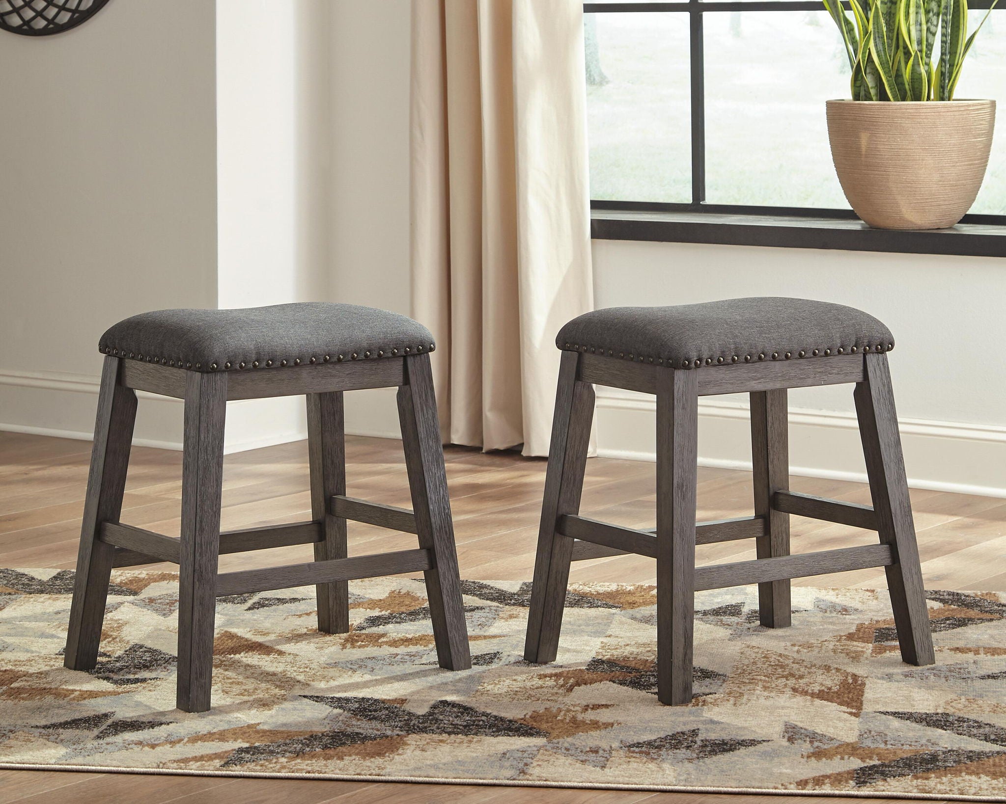 Caitbrook - Upholstered Stool (Set of 2) - Gray - Urban Living Furniture (Los Angeles, CA)