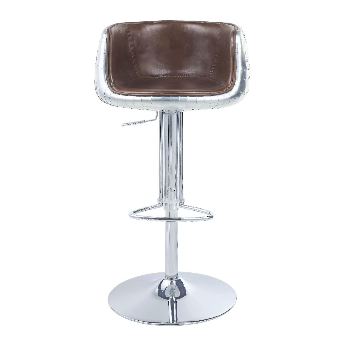 Brancaster - 41" Adjustable Stool With Swivel - Vintage Brown Top Grain Leather & Aluminum - Urban Living Furniture (Los Angeles, CA)