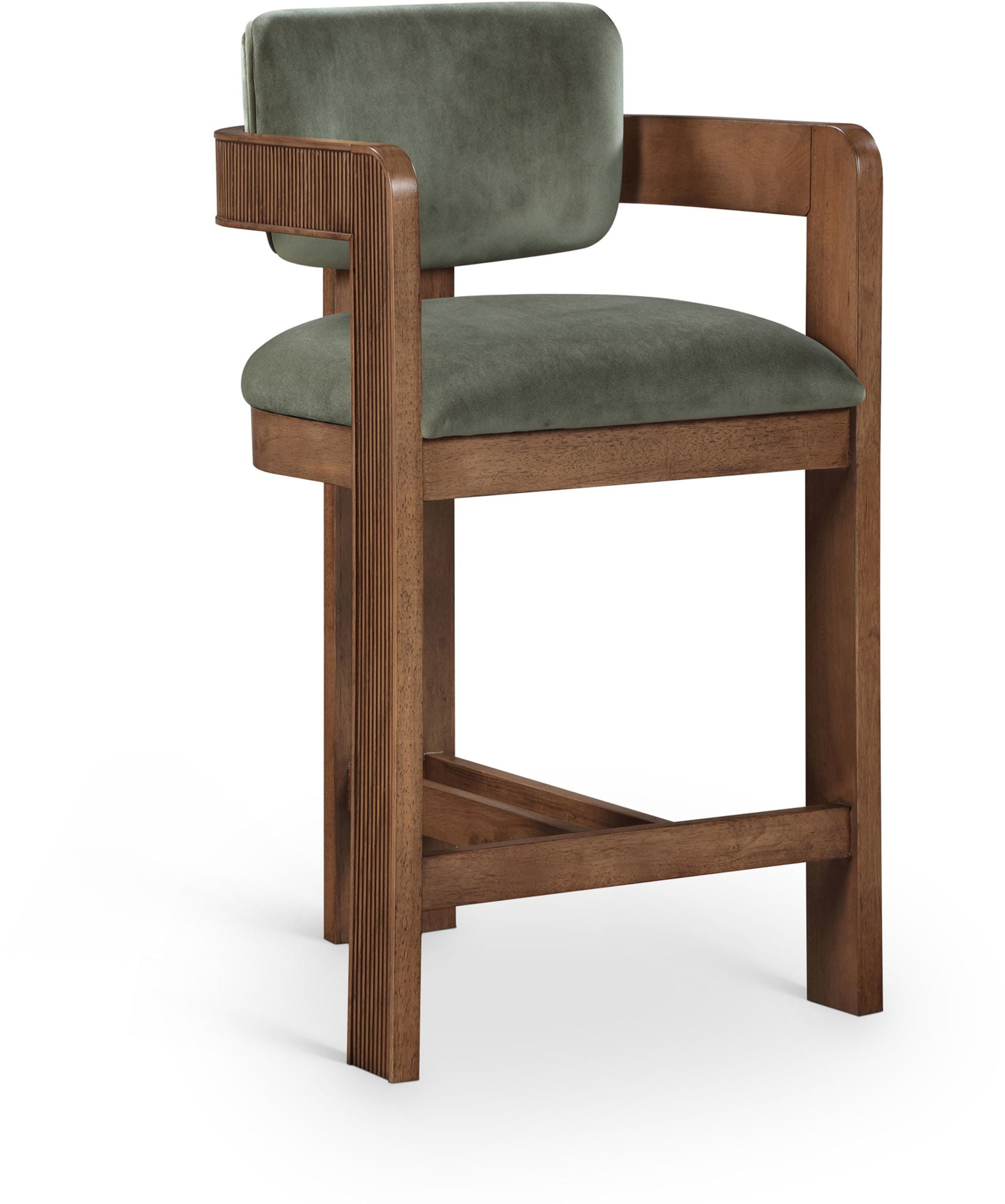 Sacha - Velvet Stool With Brown Base - Urban Living Furniture (Los Angeles, CA)