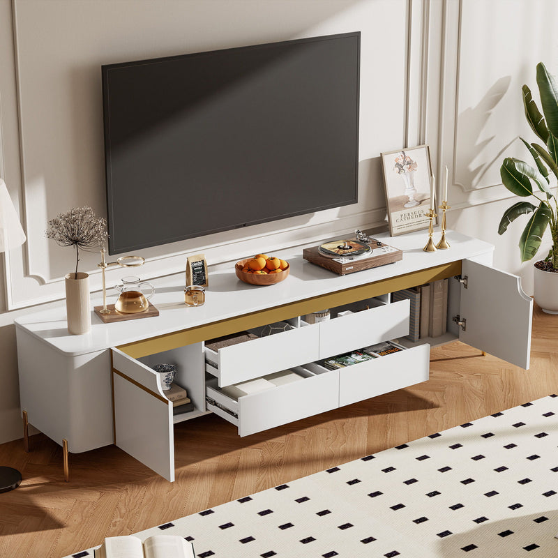 TV Stand For TVs Up To 80" With 4 Drawers And 2 Spacious Cabinets