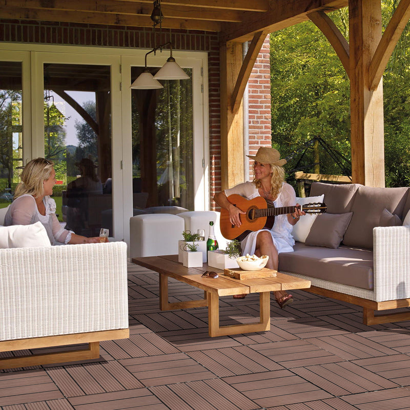 Wood Plastic Composite Deck Tiles, Sustainable Composite Decking Resist Rust, Water, Weather, Easy To Diy & Maintain
