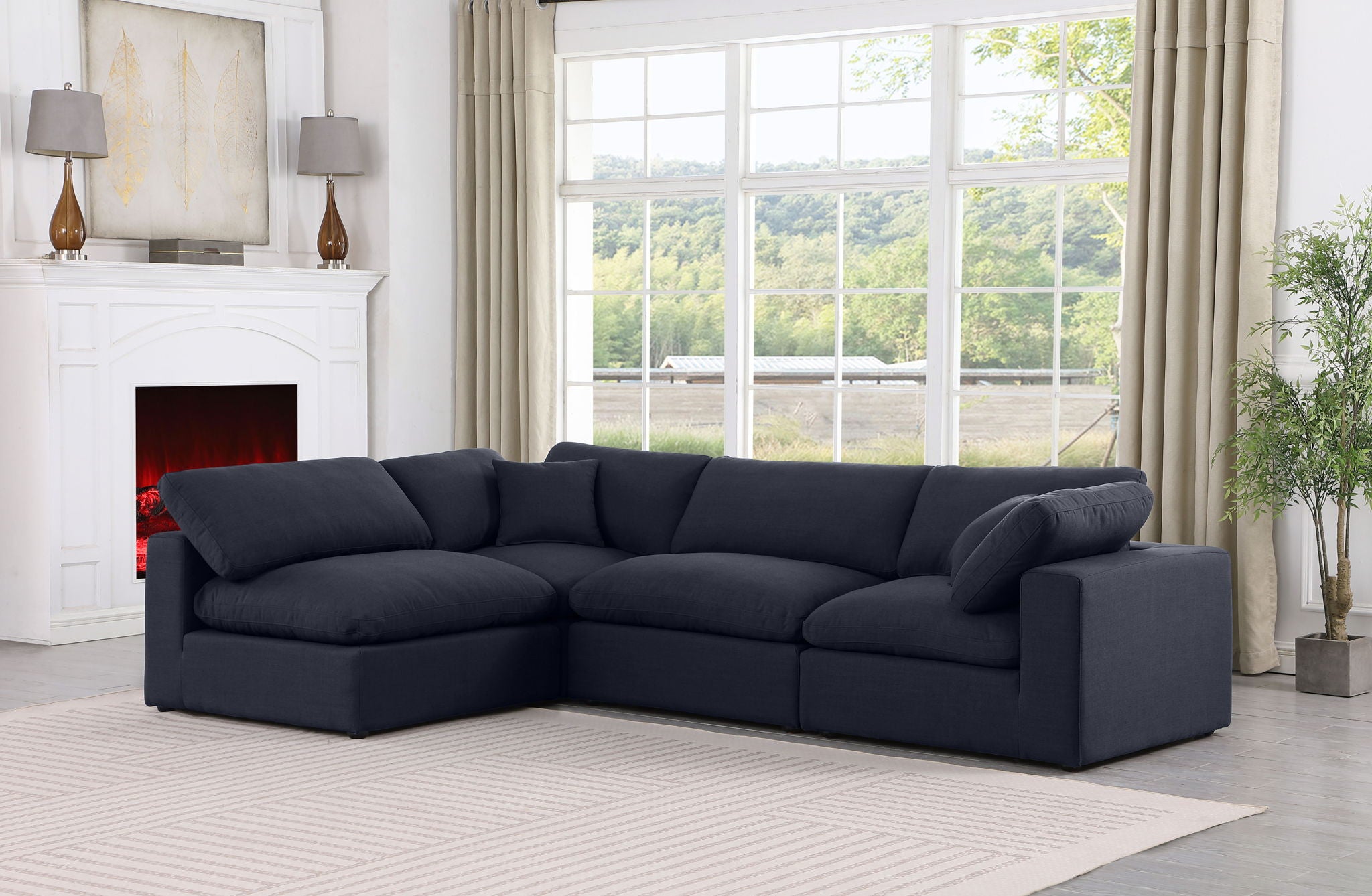 Comfy - 4 Piece Linen Fabric Modular Armless Sectional - Urban Living Furniture (Los Angeles, CA)