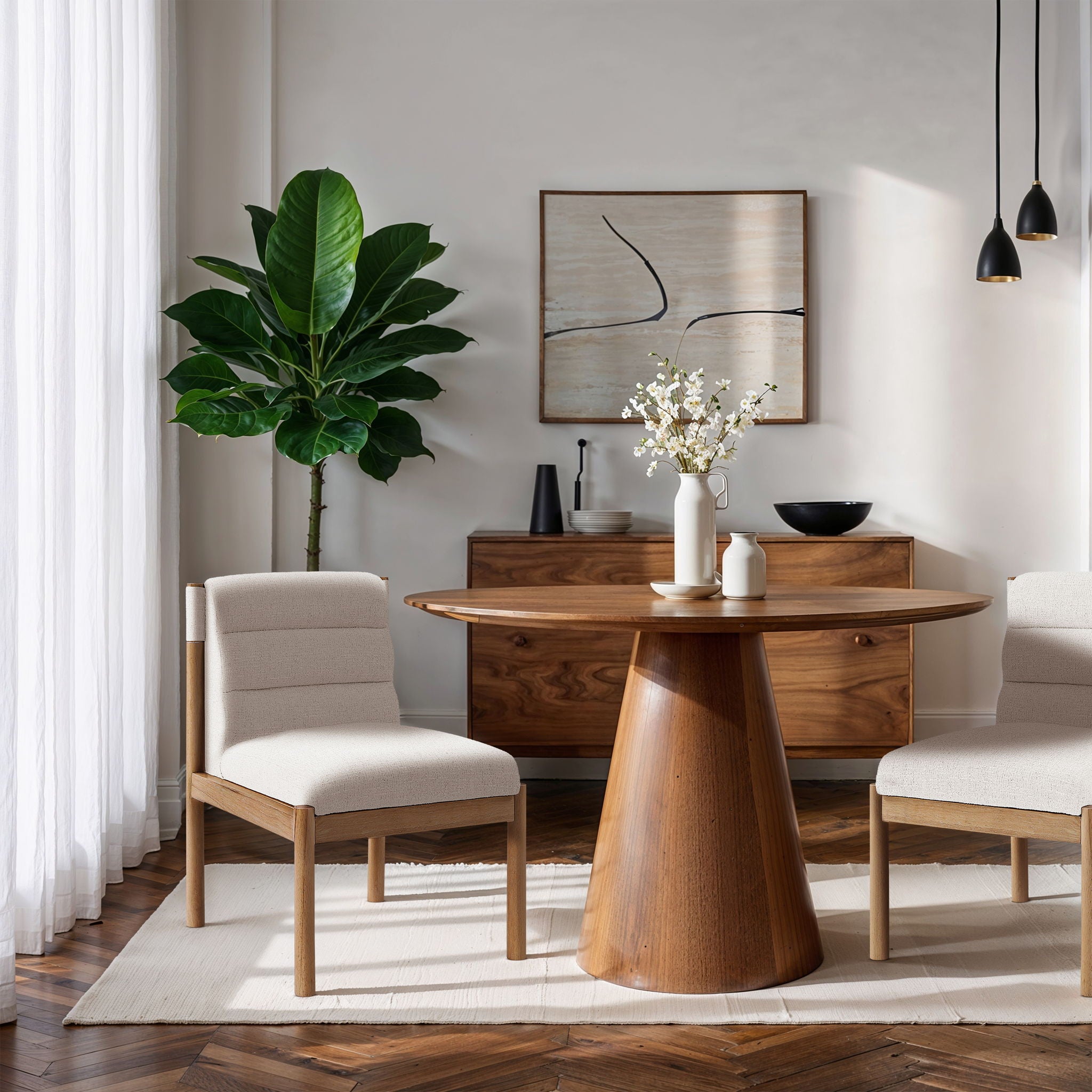 Eloura - Linen Textured Fabric Upholstered Dining Chair (Set of 2) - Urban Living Furniture (Los Angeles, CA)