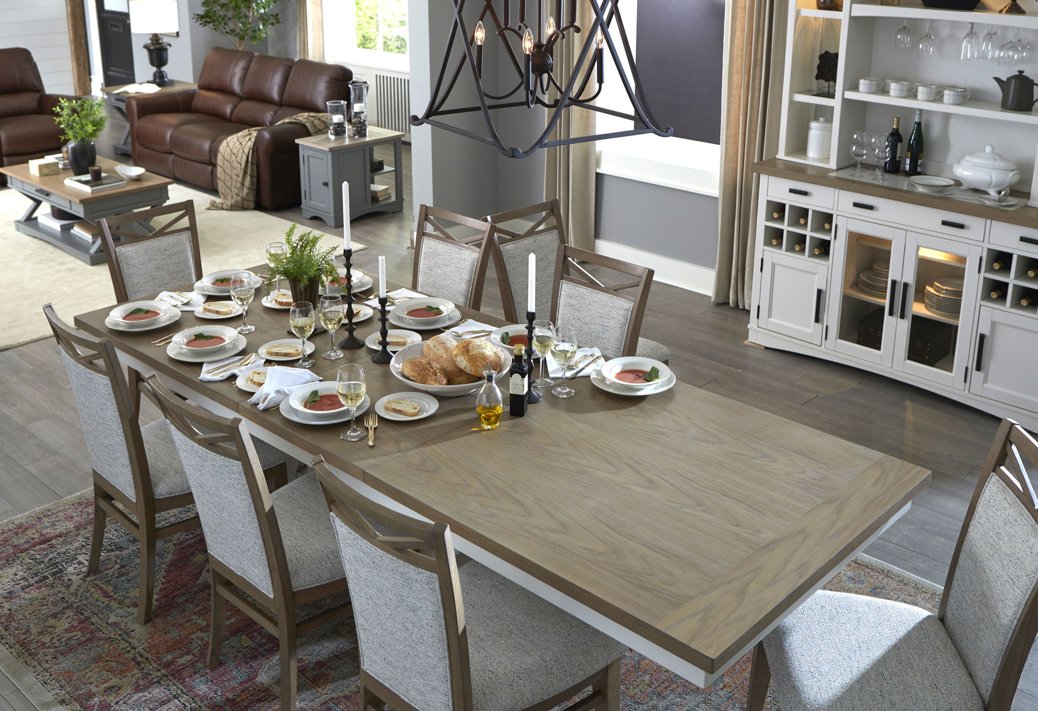 Americana Modern Dining - Trestle Extendable Dining Table - Cotton - Urban Living Furniture (Los Angeles, CA)