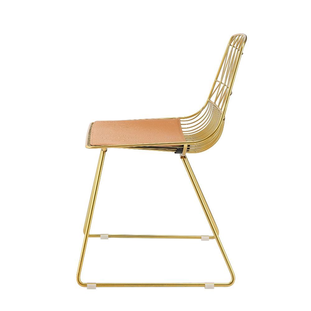 Fantasia - Side Chair (Set of 2) - Whiskey Synthetic Leather & Gold - Urban Living Furniture (Los Angeles, CA)