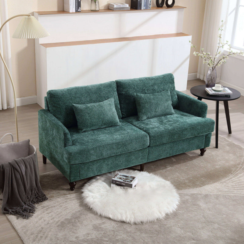 Mid Century Modern Chenille Fabric Loveseat Sofa, 2 Seat Upholstered Couch