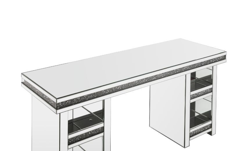 Noralie - Writing Desk - Clear Glass, Mirrored & Faux Diamonds - Urban Living Furniture (Los Angeles, CA)