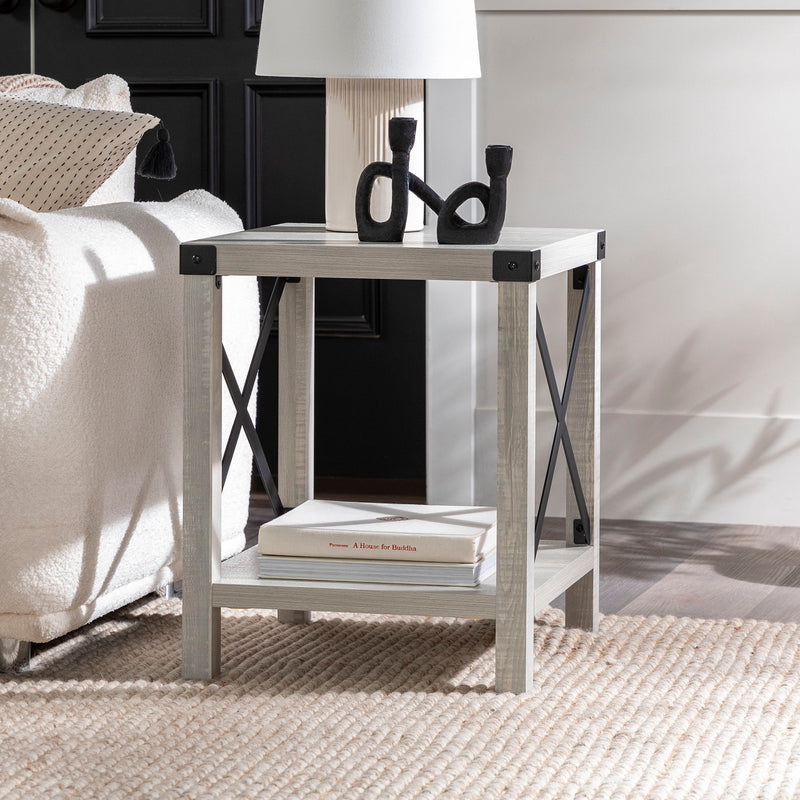 Farmhouse Metal X Table With Lower Shelf