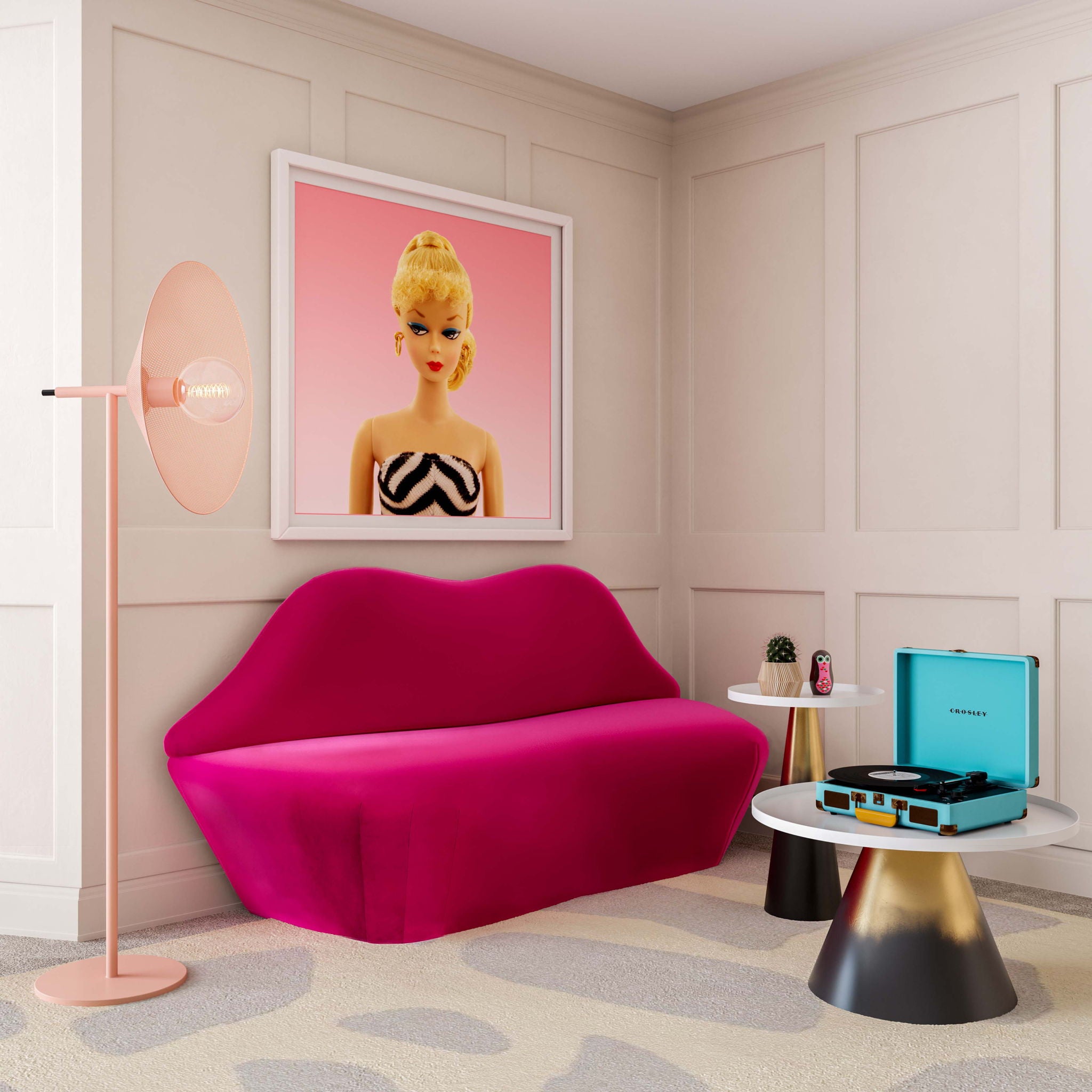 Lips - Velvet Settee - Hot Pink - Urban Living Furniture (Los Angeles, CA)