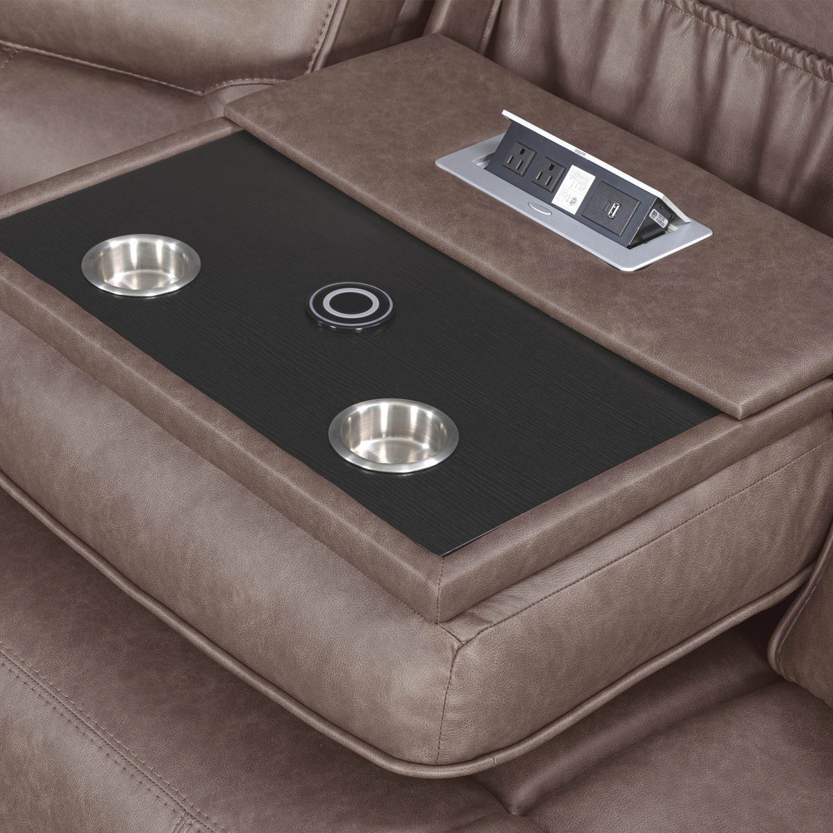 Lawson - Armless Chair With Drop Down Table - Sydney Brunette