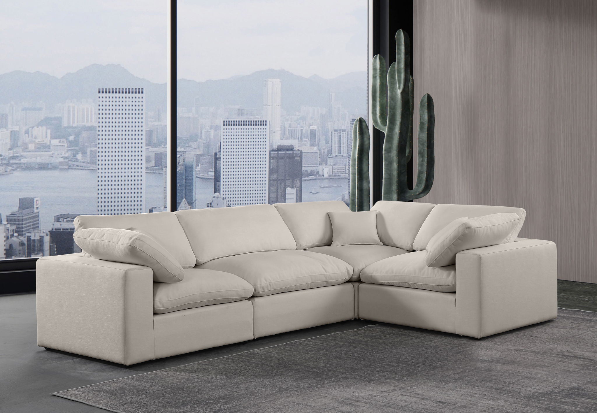 Comfy - 4 Piece Linen Fabric Modular Sectional - Urban Living Furniture (Los Angeles, CA)