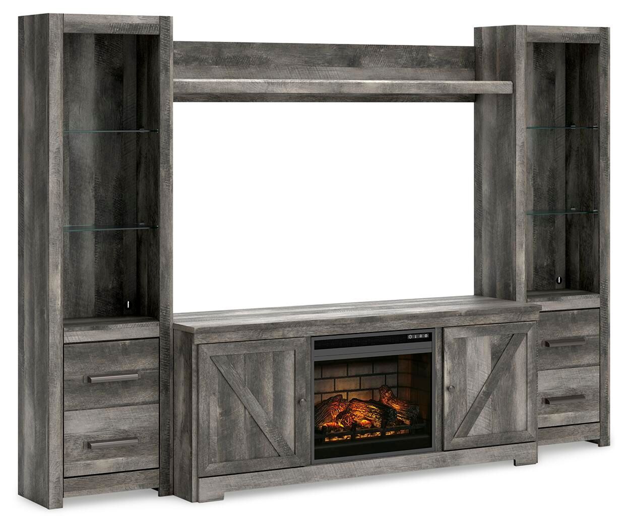 Wynnlow - Entertainment Center - TV Stand With Glass/Stone Fireplace Insert - Gray - Urban Living Furniture (Los Angeles, CA)