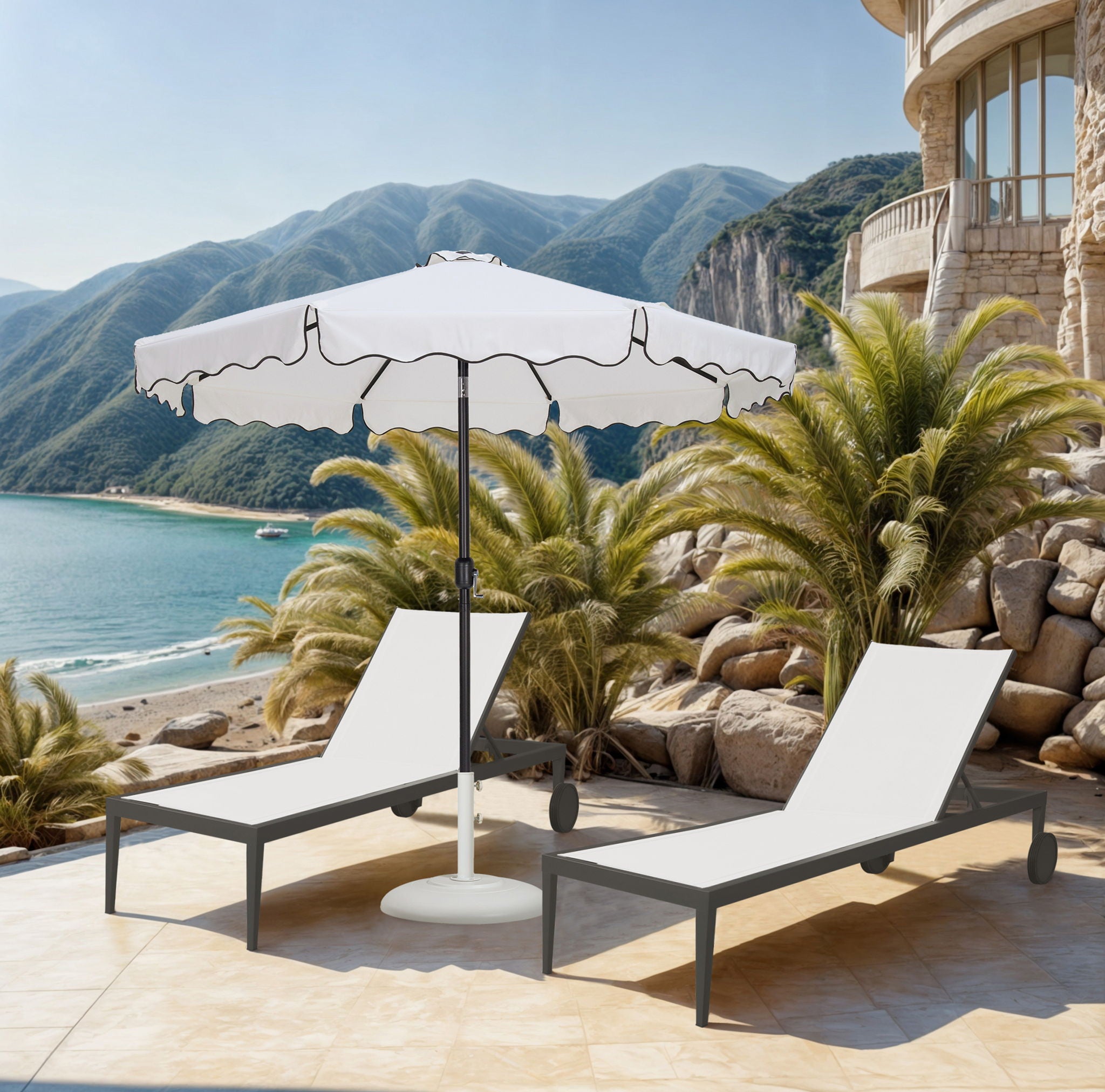 Amalfi - Patio Umbrella - White Base / Black Pole - Urban Living Furniture (Los Angeles, CA)