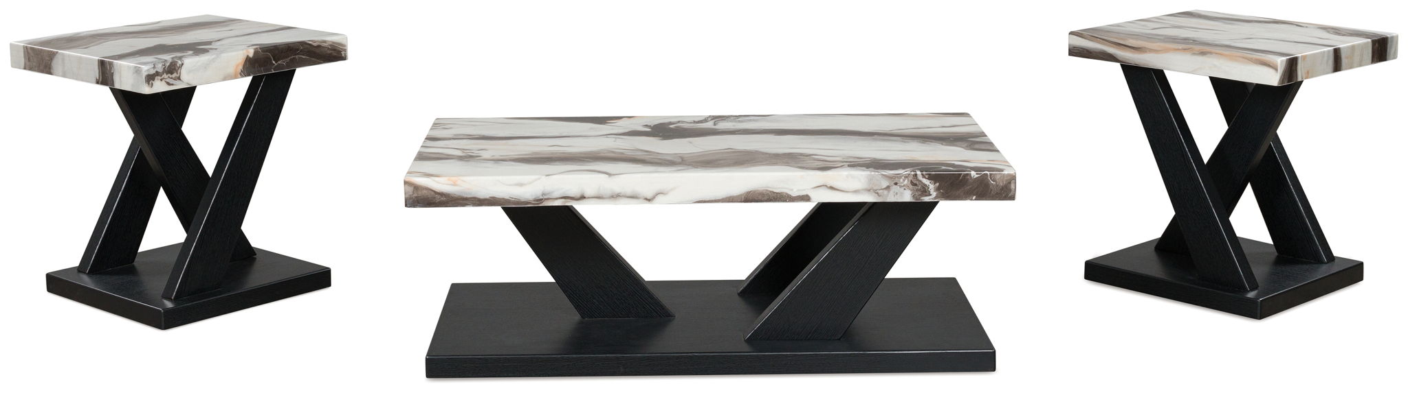Cendill - Dark Brown / White / Black - Occasional Table Set (Set of 3) - Urban Living Furniture (Los Angeles, CA)