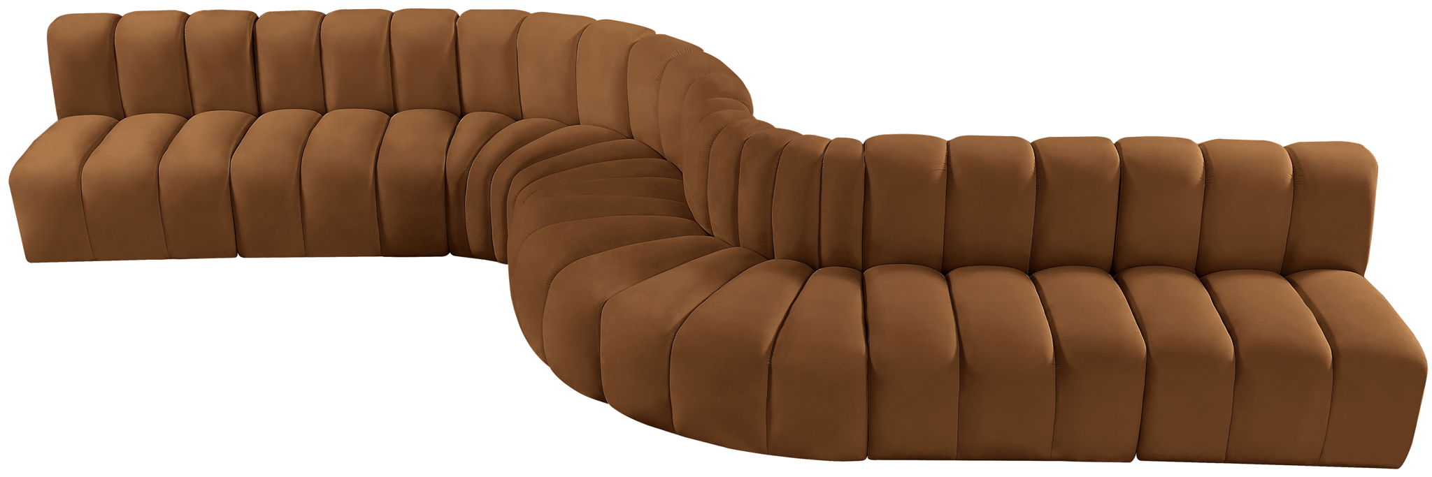 Arc - Velvet 8 Piece Curved Modular Sofa - Saddle