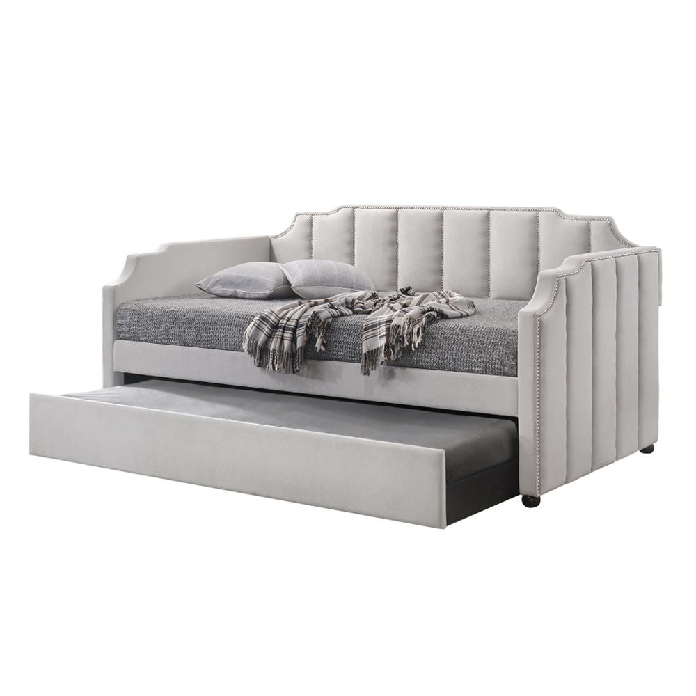 Peridot - Twin Daybed With Trundle - Dove Gray Velvet - Urban Living Furniture (Los Angeles, CA)