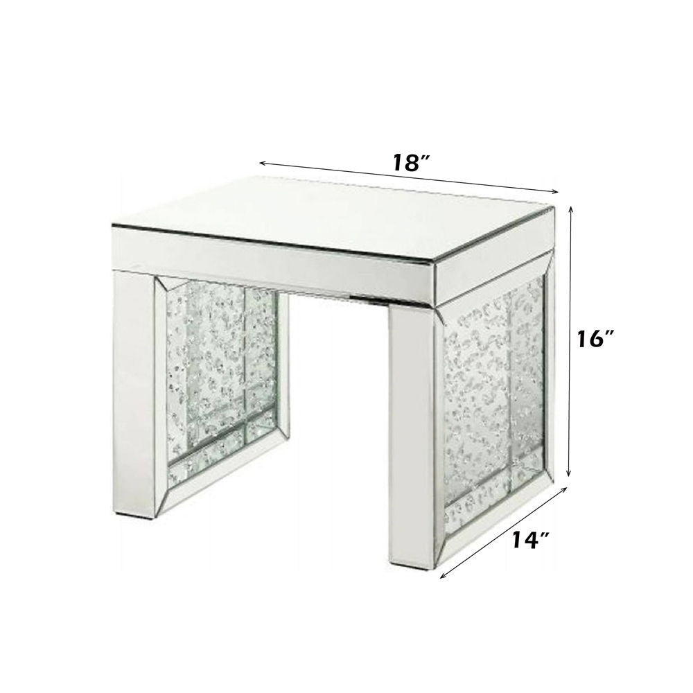 Nysa - 16" Accent Table - Mirrored & Faux Crystals Inlay - Urban Living Furniture (Los Angeles, CA)