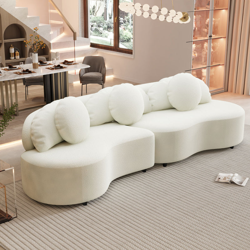 Modern Living Room Sofa Lamb Velvet Upholstered For Home