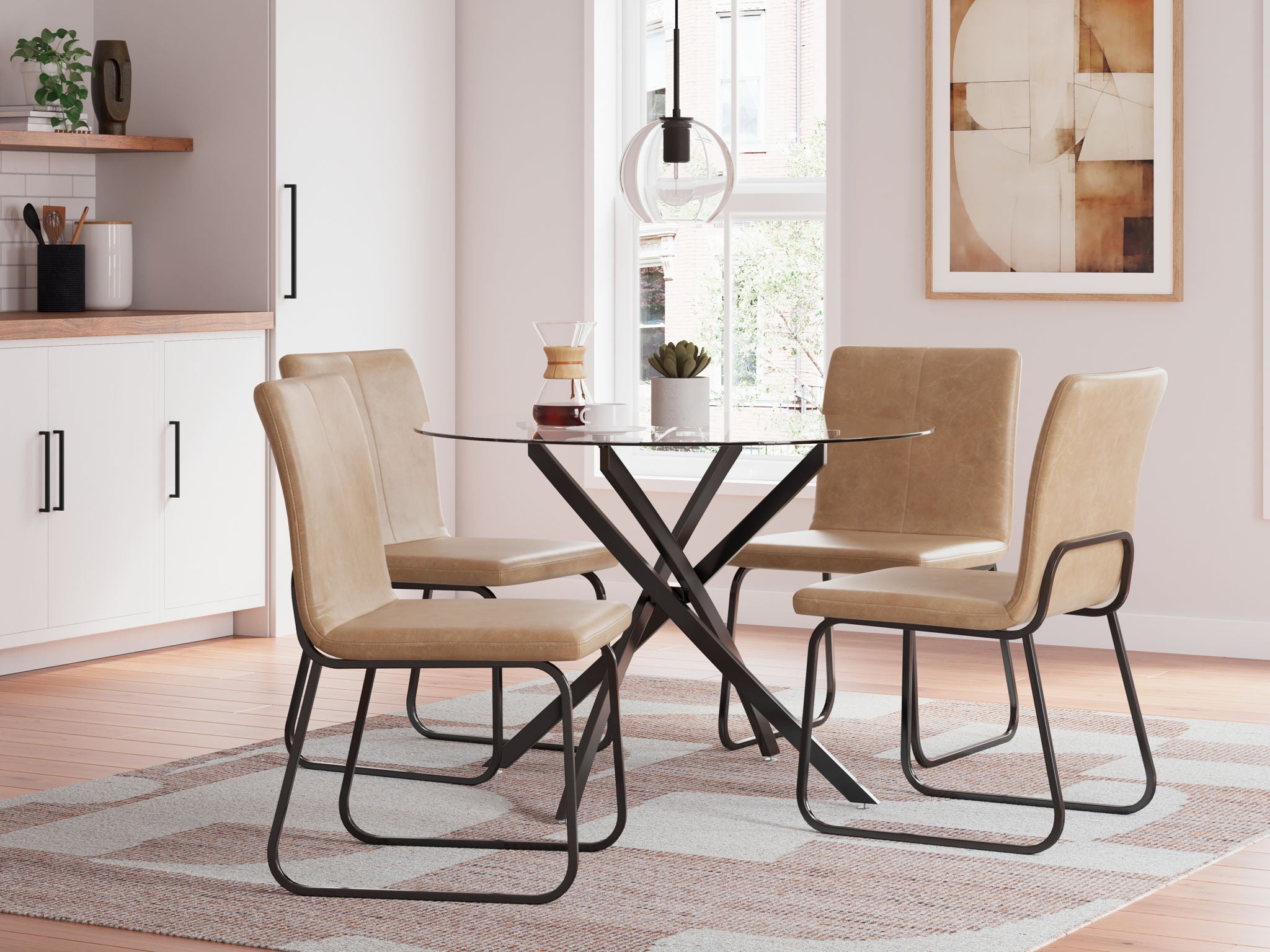 Pharwynn - 5 Pc. - Dining Room Table, 4 Side Chair - Black - Urban Living Furniture (Los Angeles, CA)