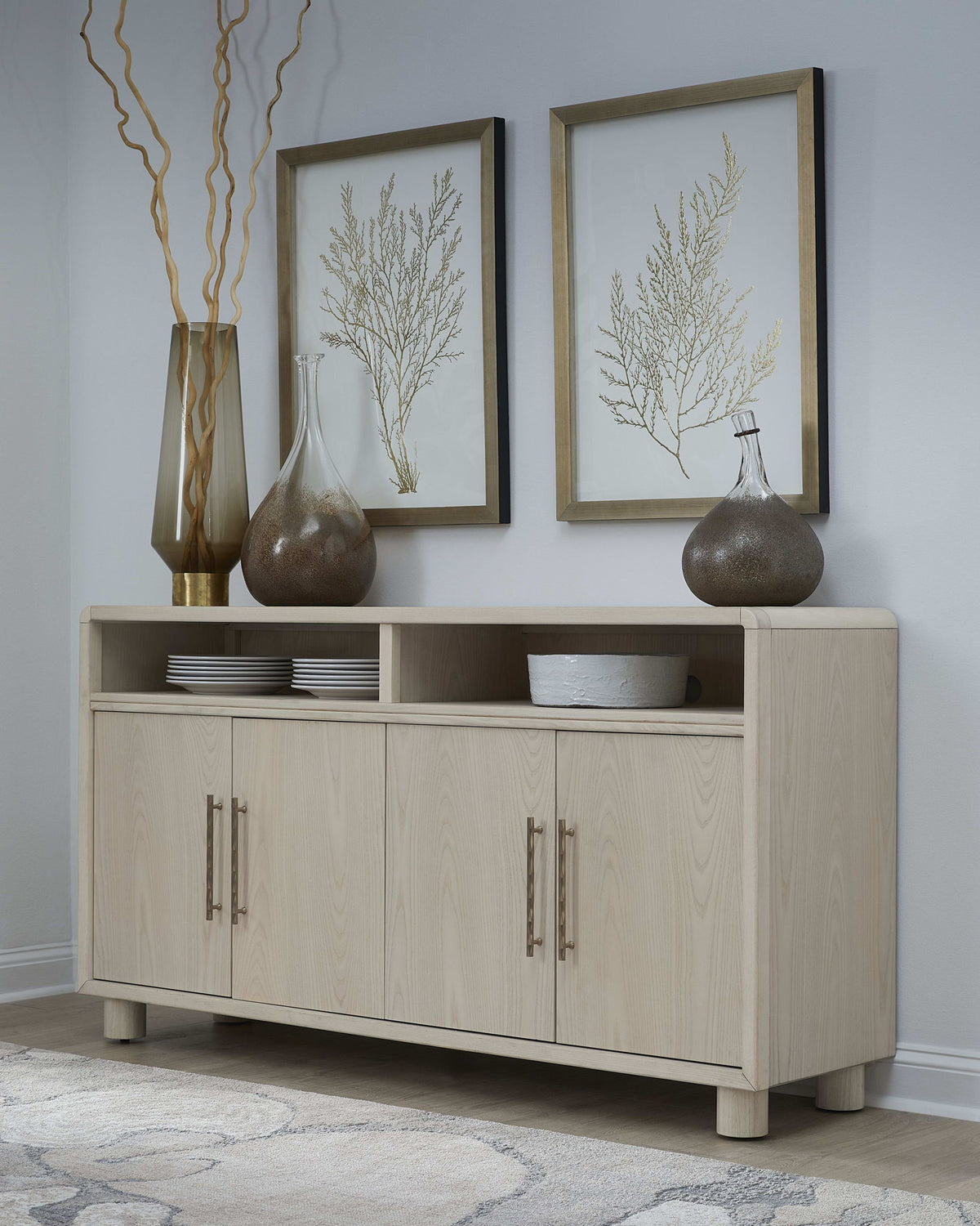 Zinnia - Four Door Two Shelf Sideboard - White Sand