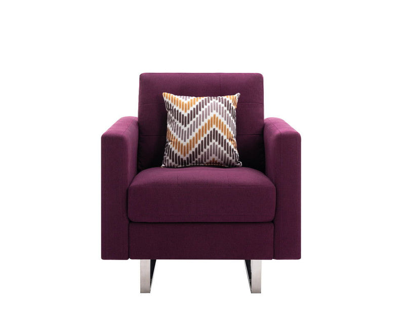 Victoria - Linen Fabric Armchair With Metal Legs, Side Pockets, And Pillow - Urban Living Furniture (Los Angeles, CA)