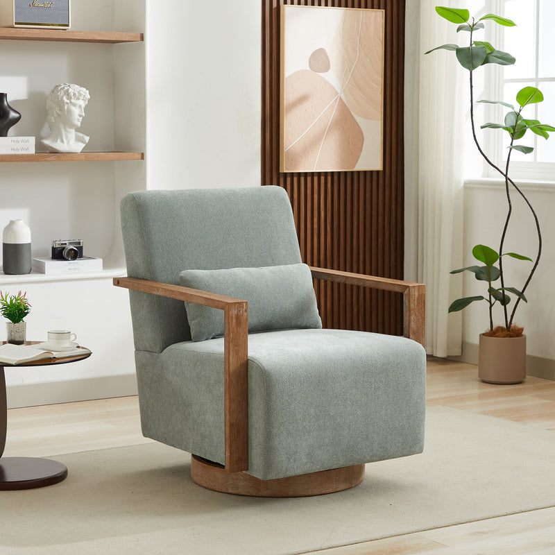 Swivel Modern Upholstered Accent Chair With Armrests