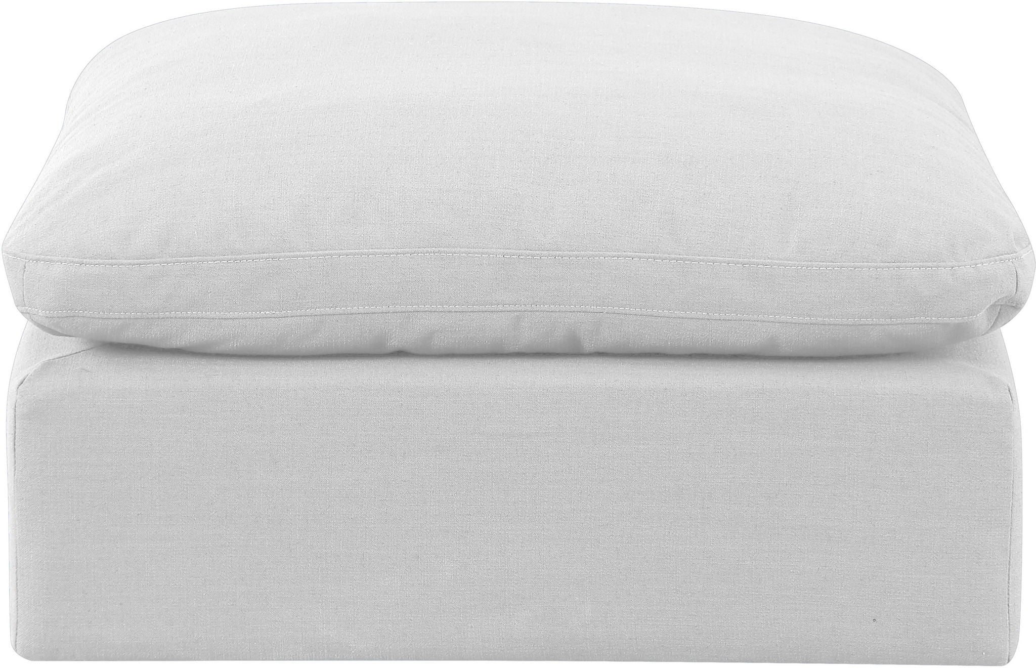 Indulge - Linen Ottoman - White