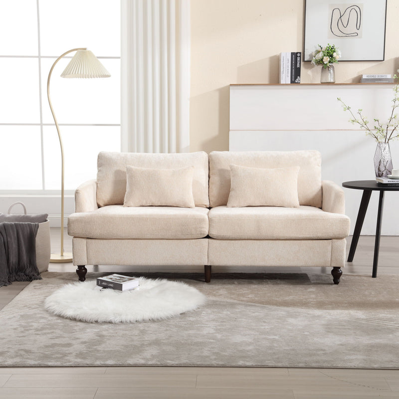 Mid Century Modern Chenille Fabric Loveseat Sofa, 2 Seat Upholstered Couch