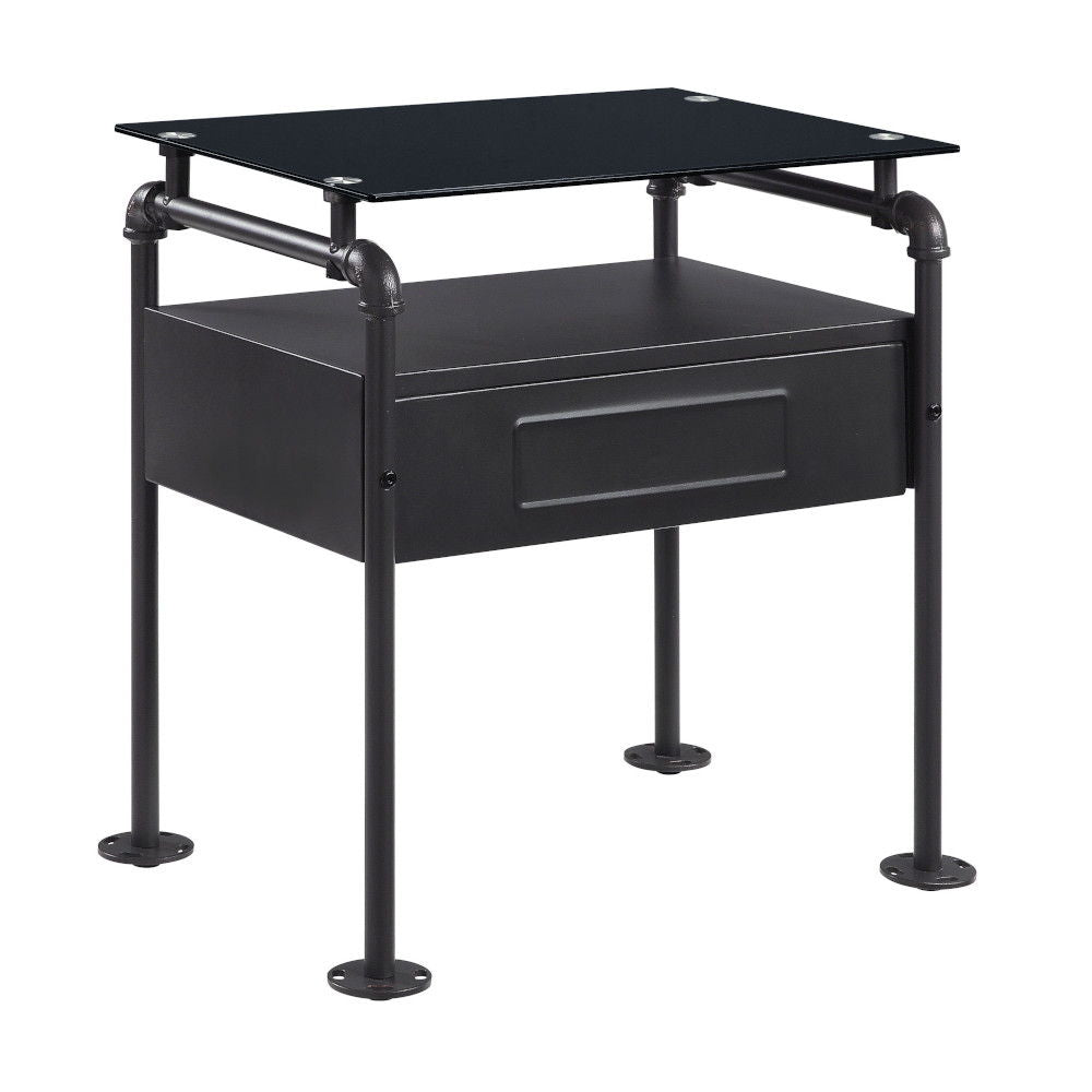 Nicipolis - Nightstand - Glass & Sandy Gray - Urban Living Furniture (Los Angeles, CA)