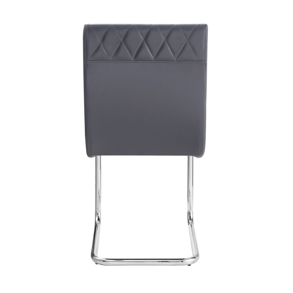 Ansonia - Side Chair (Set of 2) - Gray Synthetic Leather & Chrome - Urban Living Furniture (Los Angeles, CA)