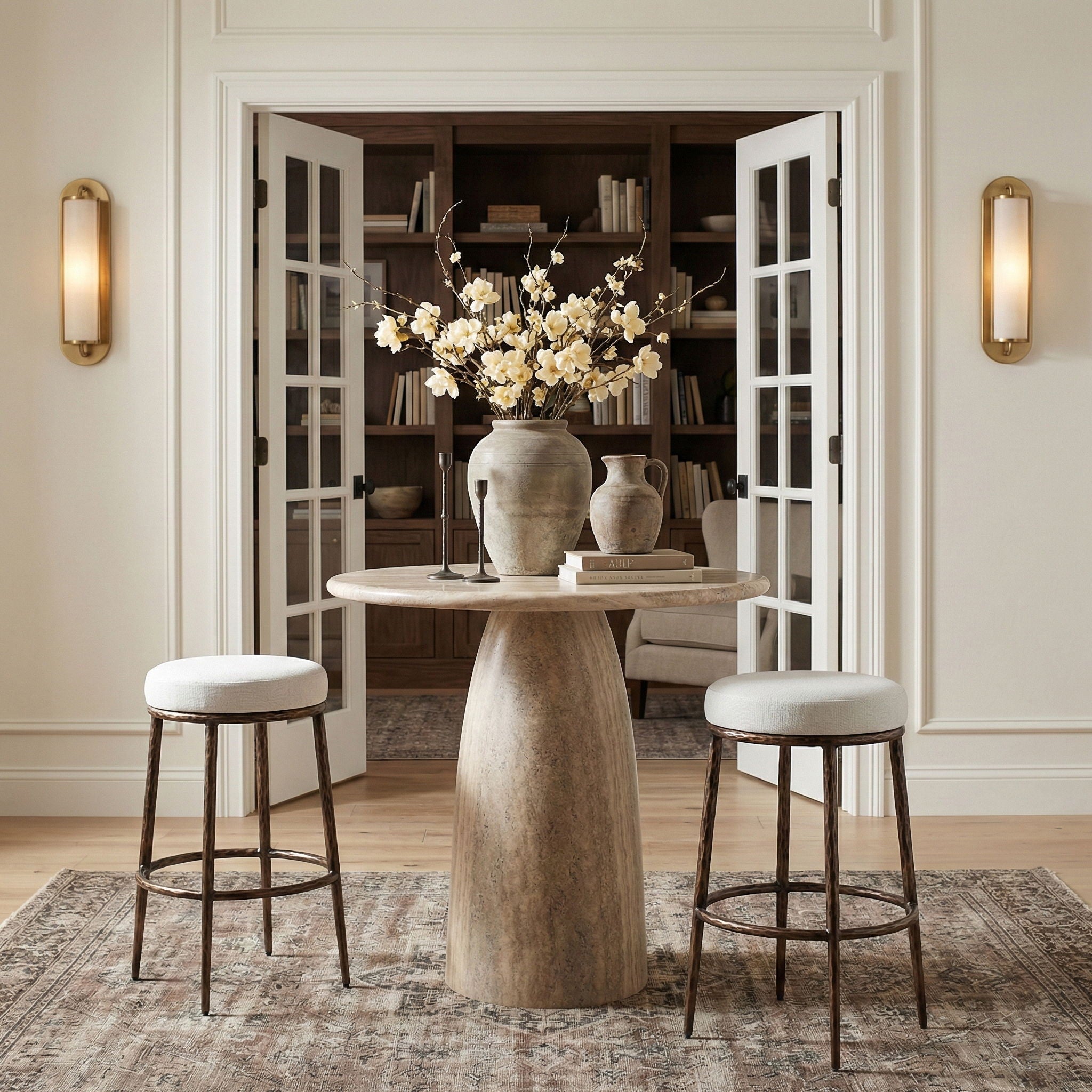 Ferro - Performance Fabric Upholstered Backless Bar Stool - Antique Bronze - Urban Living Furniture (Los Angeles, CA)