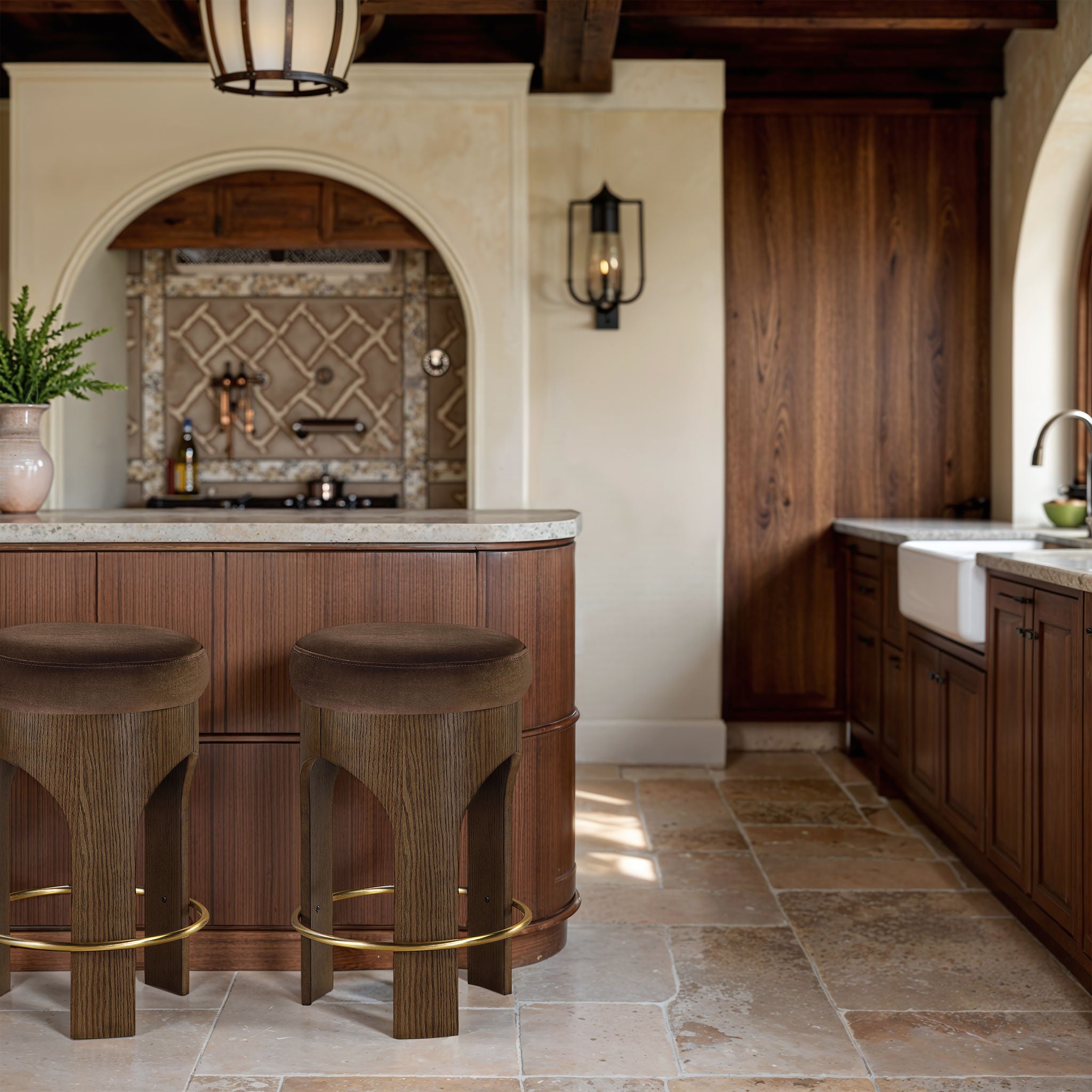 Bocceli - Counter Stool - Brown Base