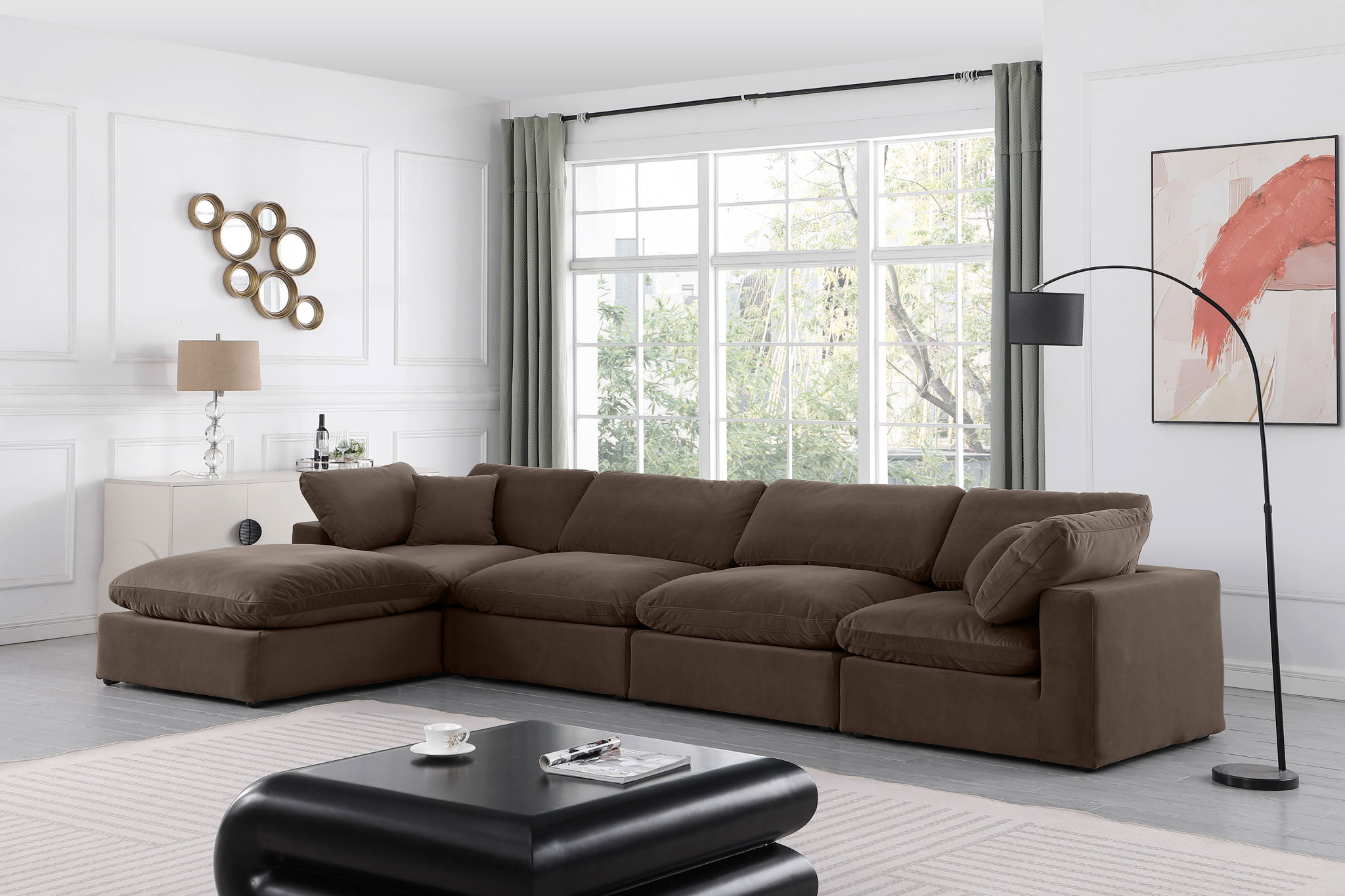 Comfy - 5 Piece Velvet Modular Sectional With Chaise - Urban Living Furniture (Los Angeles, CA)