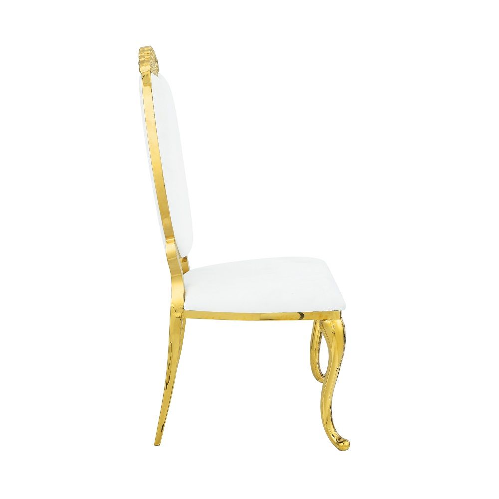Fallon - Side Chair (Set of 2) - White Velvet & Mirrored Gold - Urban Living Furniture (Los Angeles, CA)