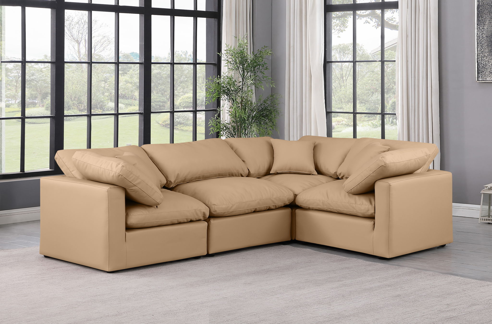 Indulge - Faux Leather 4 Piece Modular Corner Sectional - Tan - Urban Living Furniture (Los Angeles, CA)