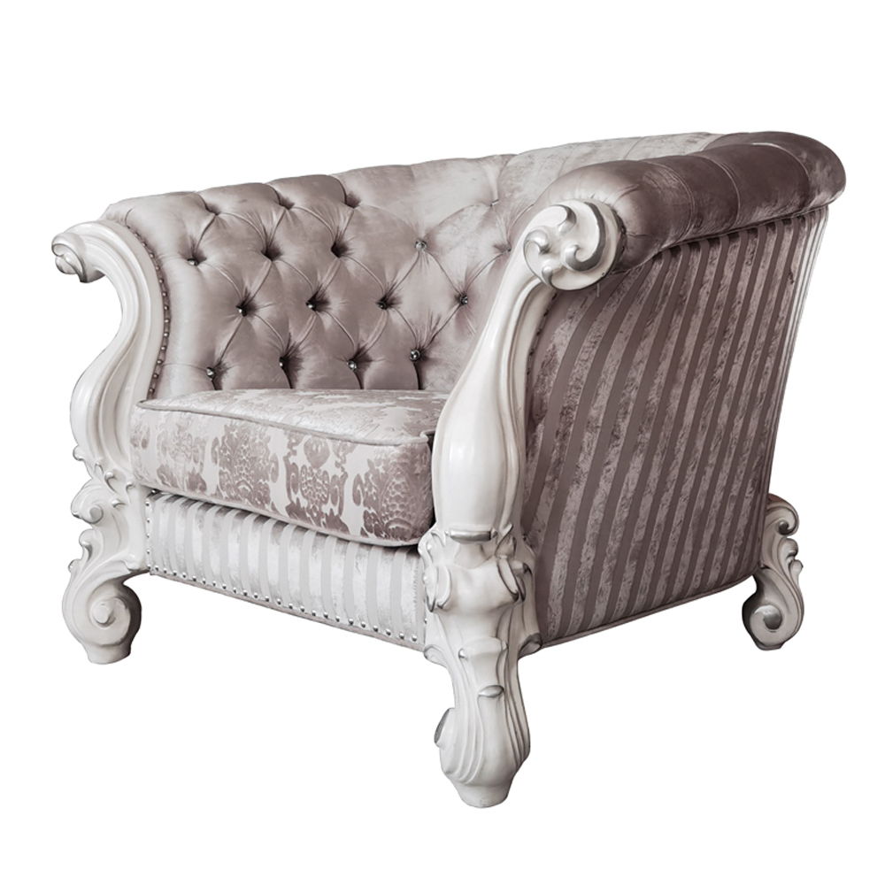Versailles - Chair With 2 Pillows - Ivory Fabric & Bone White - Urban Living Furniture (Los Angeles, CA)