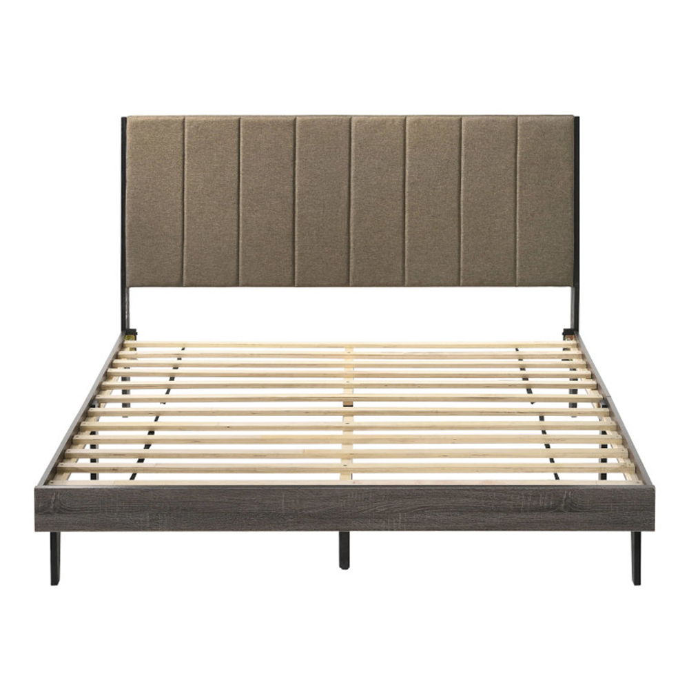 Valdemar - Queen Bed - Brown Fabric & Weathered Gray - Urban Living Furniture (Los Angeles, CA)