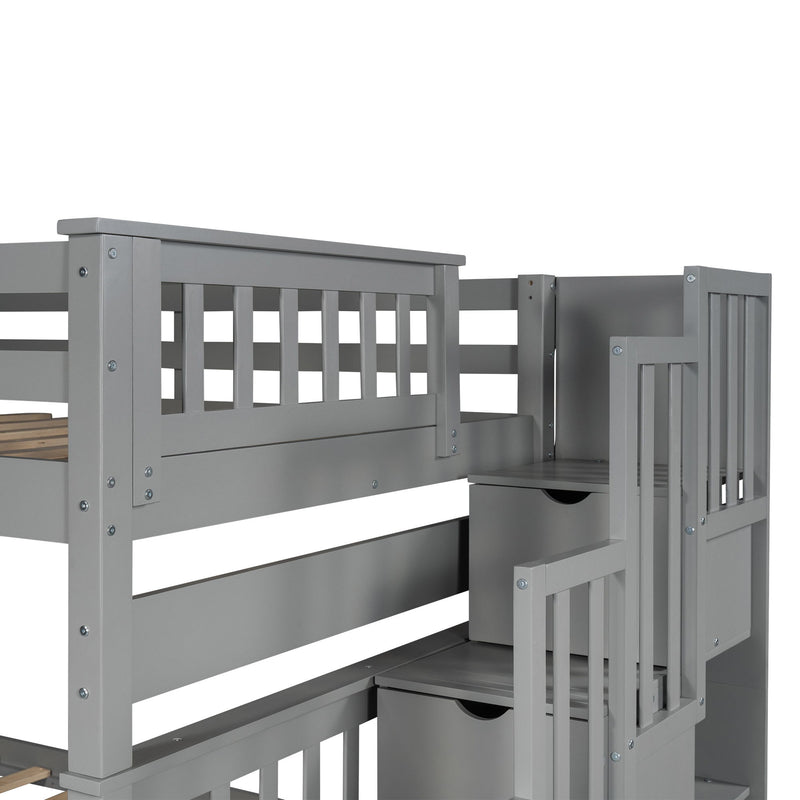 Bunk Bed With Shelves And 6 Storage Drawers