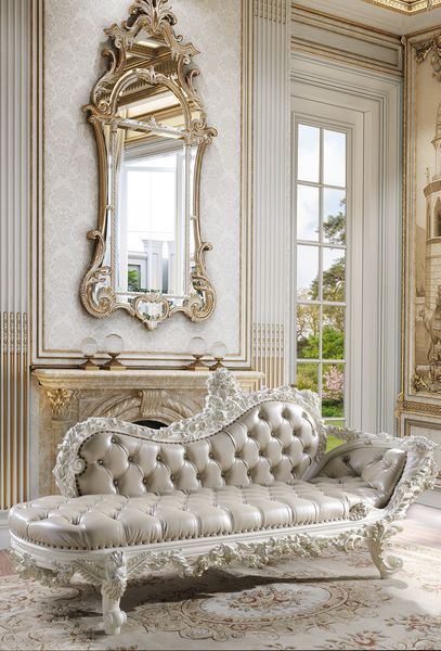 Vanaheim - Bench - Beige PU & Antique White Finish - Urban Living Furniture (Los Angeles, CA)