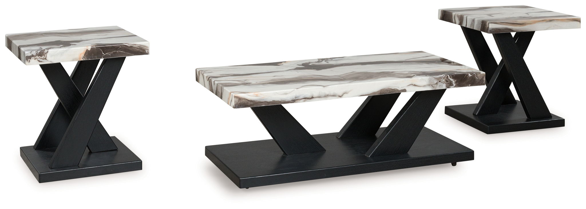 Cendill - Dark Brown / White / Black - Occasional Table Set (Set of 3) - Urban Living Furniture (Los Angeles, CA)