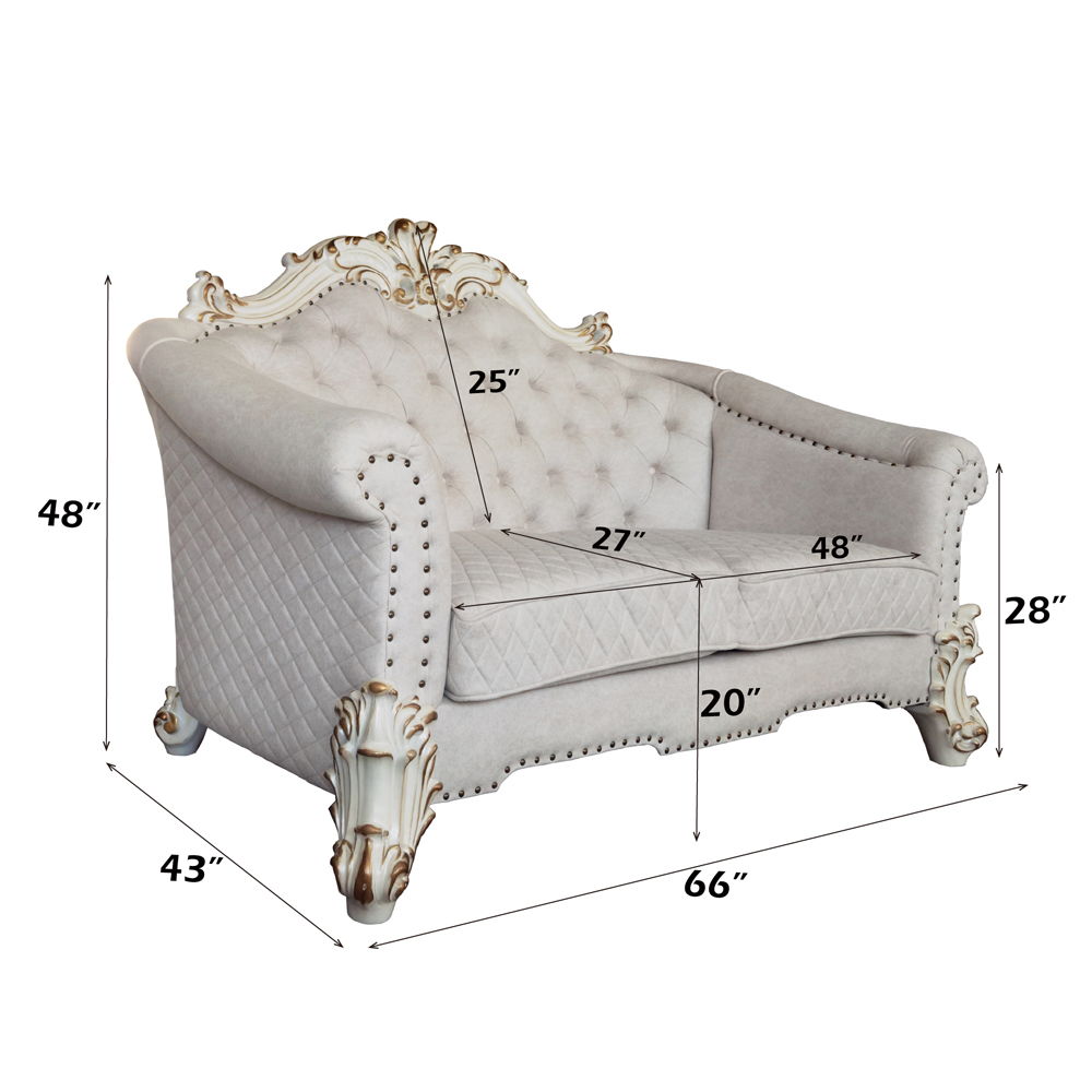 Vendome II - Loveseat With 4 Pillows - Two Tone Ivory Fabric & Antique Pearl - Urban Living Furniture (Los Angeles, CA)