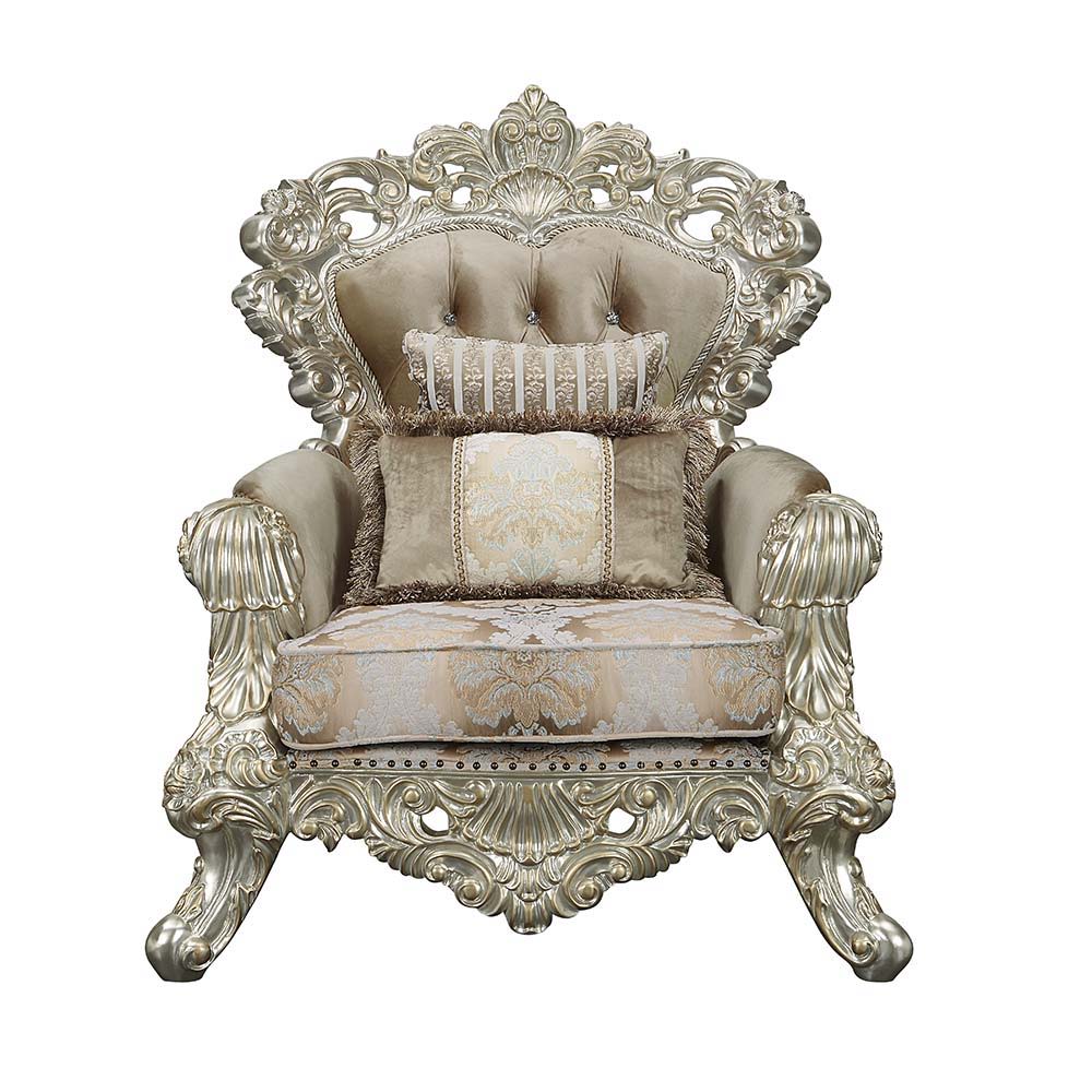 Sorina - Chair With 2 Pillows - Velvet, Fabric & Antique Gold - Urban Living Furniture (Los Angeles, CA)